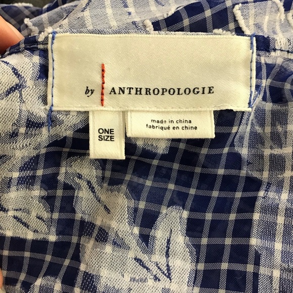 By Anthropologie Tie-Front Caftan Blue Floral One Size - Picture 5 of 5